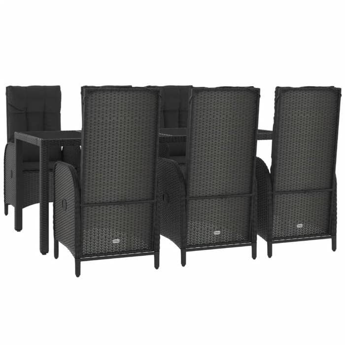 VidaXL Ensemble à manger jardin et coussins 7 pcs Noir et gris Rotin, ensemble de salle à manger, ensemble de salle à manger 3185057