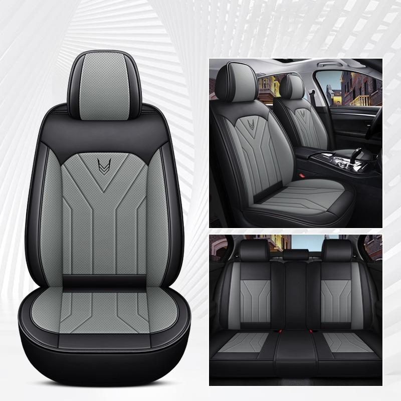Funda de Asiento de Coche de Cuero para 5 Plazas, Adecuada para Sedanes, SUVs y Camionetas, con Accesorios de Coche Ajustables para los Asientos Delanteros y Traseros