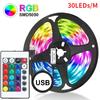 LED Strip Light RGB Tape 5050 USB 24 Keys Remote Control Flexible Ribbon Christmas Lights Led Lamp Tape Gaming Room Decoration