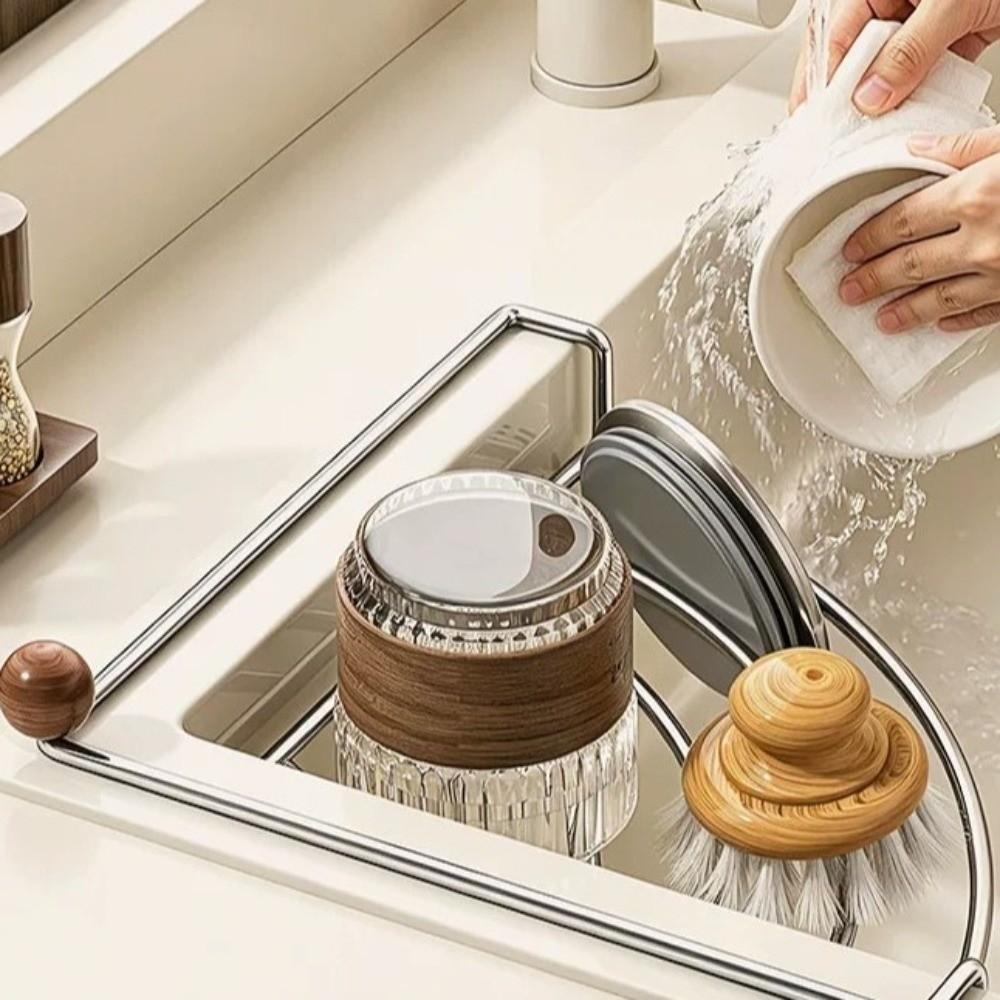 Triangle Shape Sink Drain Rack Stainless Steel Dish Cloth Holder New Sponge Holder Kitchen Sink