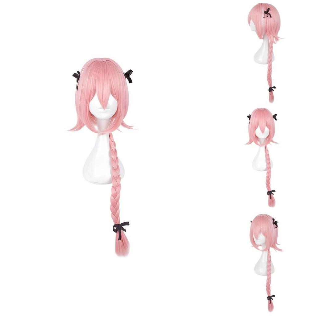 Fate Apocrypha Astolfo Cosplay Wig With Pink Single Braids For Anime Costume Enthusiasts