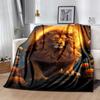 1pc Lion Printing Lightweight Flannel Blanket, Comfortable and Warm Blanket, for Camping Sofa Bed and Couch Office, Gift