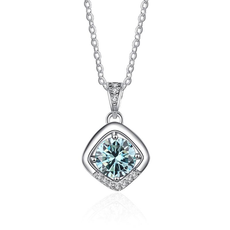 Bague Ringen 1ct VVS D Colored Moissanite Diamond Necklace For Women Silver 925 Jewelry Female Simple Temperament Clavicle Chain