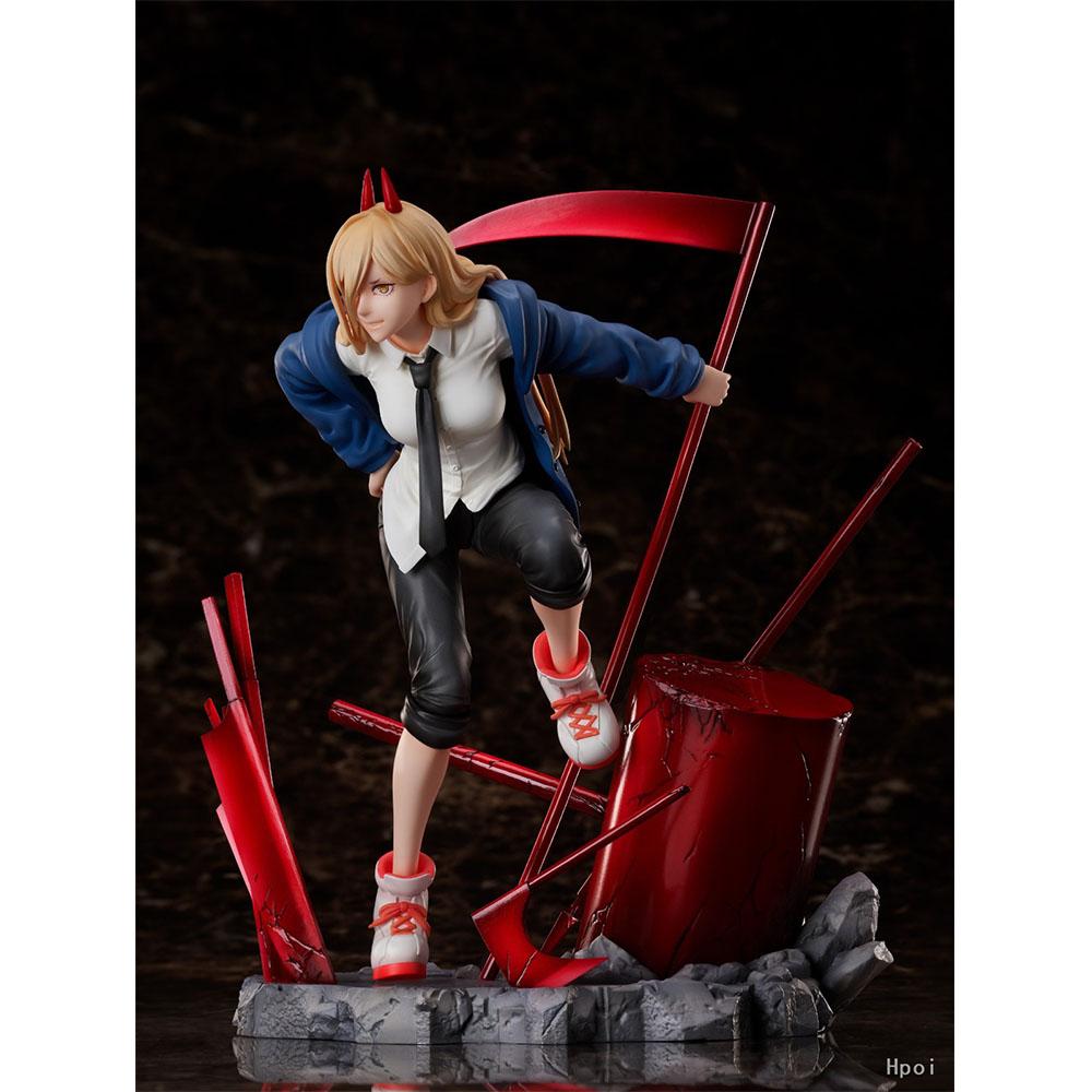 17CM Anime CHAINSAW MAN Figure POWER Cool Bent Over Scene Desktop Model Toys Gifts Collection Decoration Ornaments PVC