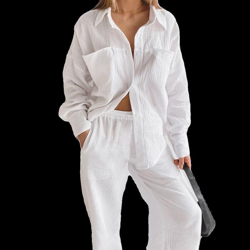 Shirt and Pants Set Spring New Women Clothes Long Sleeve Shirt Straight Pants Loose Casual Two-piece Set