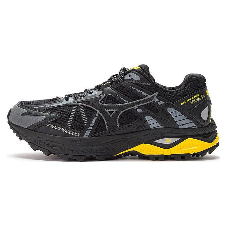 Mizuno Racer Trail Low Top Running Shoes Unisex Sneakers Black Yellow D1GH223803