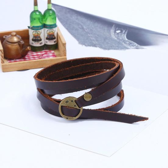 Vícevrstvý náramek z umělé kůže Vintage řemínek na zápěstí Nastavitelná délka Spona Design Písmeno Punk Pásek Náramek Náramek Muži Dárek