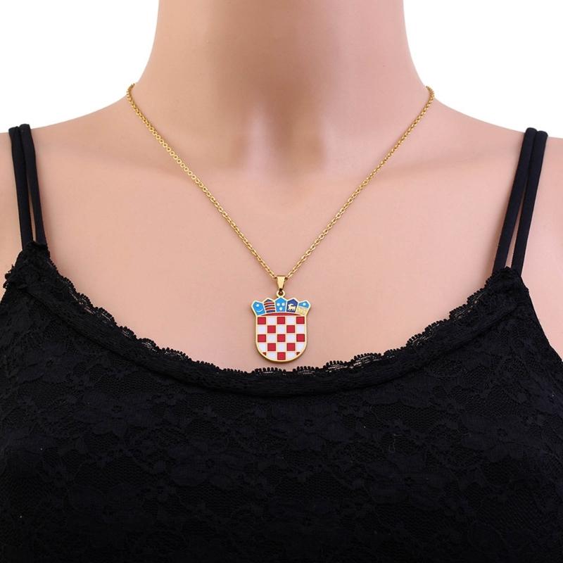 Croatia Map Pendant Necklace Fashionable Croatian Flag Neckchains Adjustable Ethnic Collarbone Chains Couple Jewelry