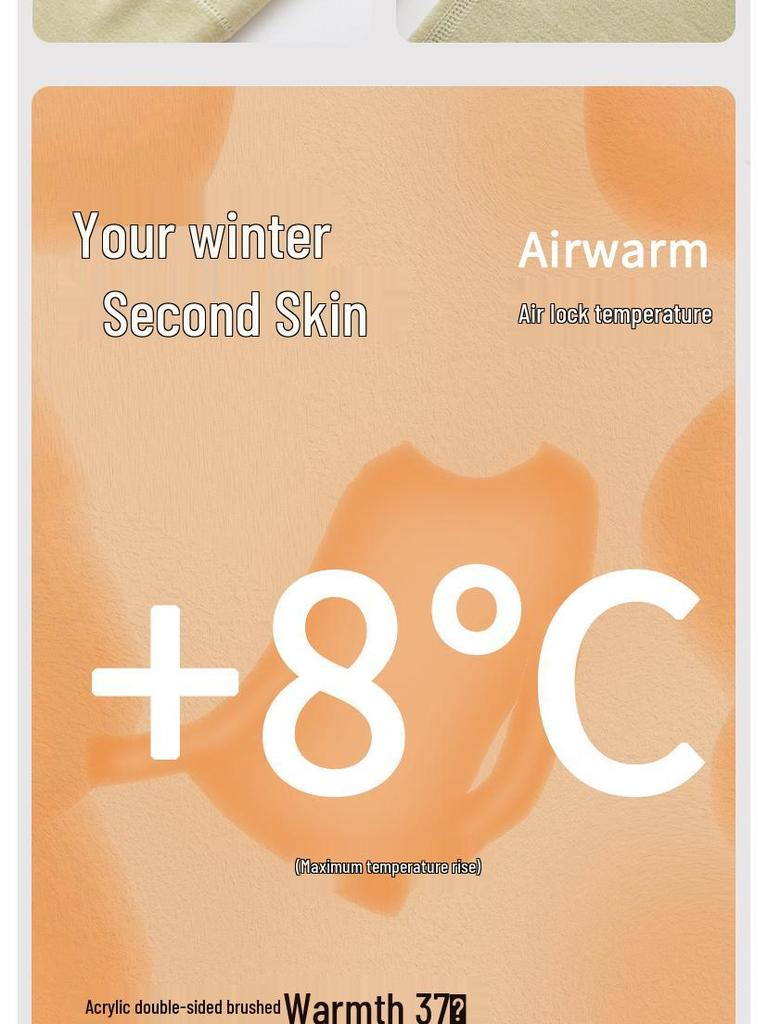 Women's Thickened Fleece Lined Slim Fit Round Neck Warm Underwear Set for Autumn and Winter