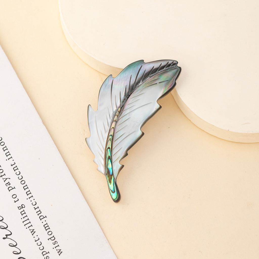 Handcrafted Shell Feather Black Butterfly Brooch Pendant Jewelry For Women