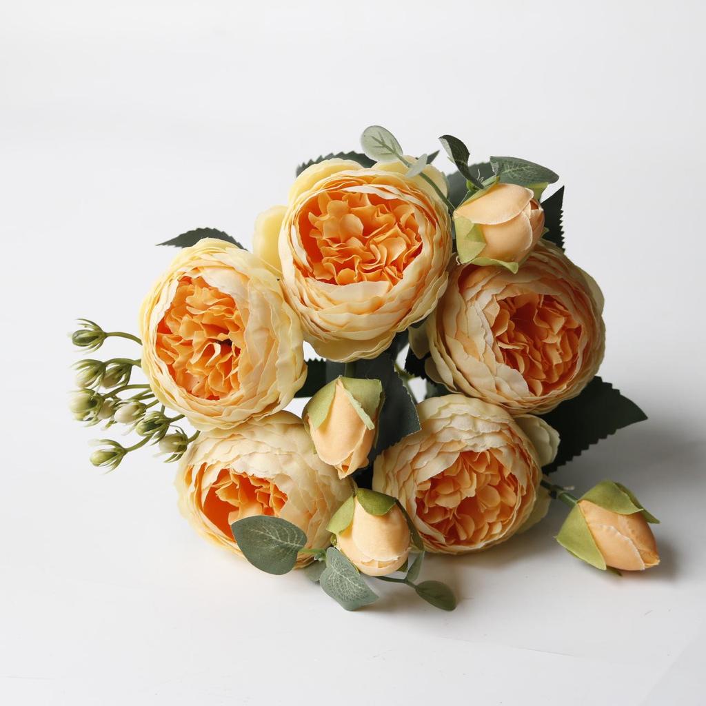 Korean Style Artificial Bouquet: 5-Head Rose & Peony for Home or Wedding Decor