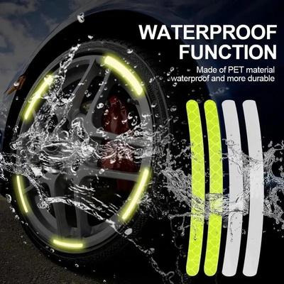 20Pcs Wheel Hub Reflective Stickers Anti Scratch Auto Body Decorative Rim Tape Strips Warning Passing For Car/ Motorcycle /Bike