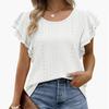 Sommer Dobbeltlag Ruffles Sleeve Bluse 2023 Søte Kvinner Kortermet Mote Hollow Out Topper Skjorte Fritidsklær 24715