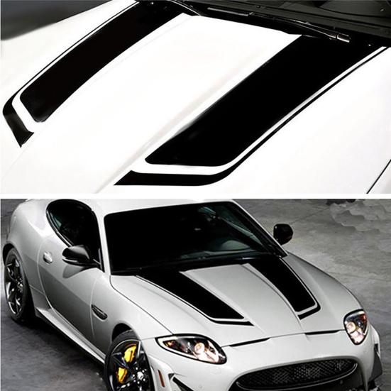 2Pcs Car Racing Sporty Stripes Hood Decals Waterproof Stickers DIY Decoration