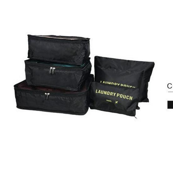 6-Piece Oxford Travel Set: Large Capacity Bag, Underwear & Bra Organizer, Shoe Bag