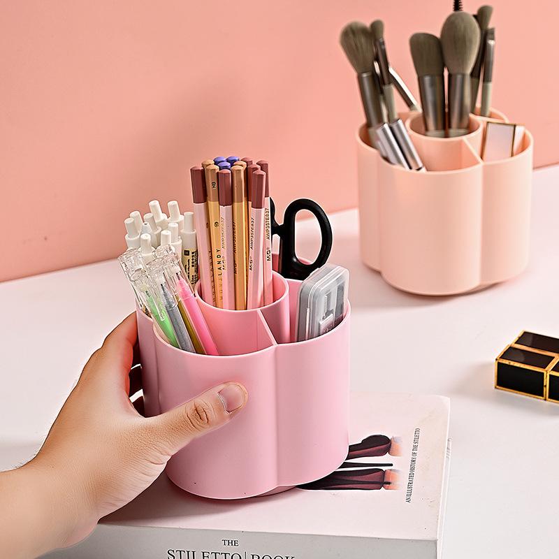 360 Degrees Rotating Pen Holder Large Capacity Pen Container Simple Desk Organizer Pencil Storage Box Students Stationery