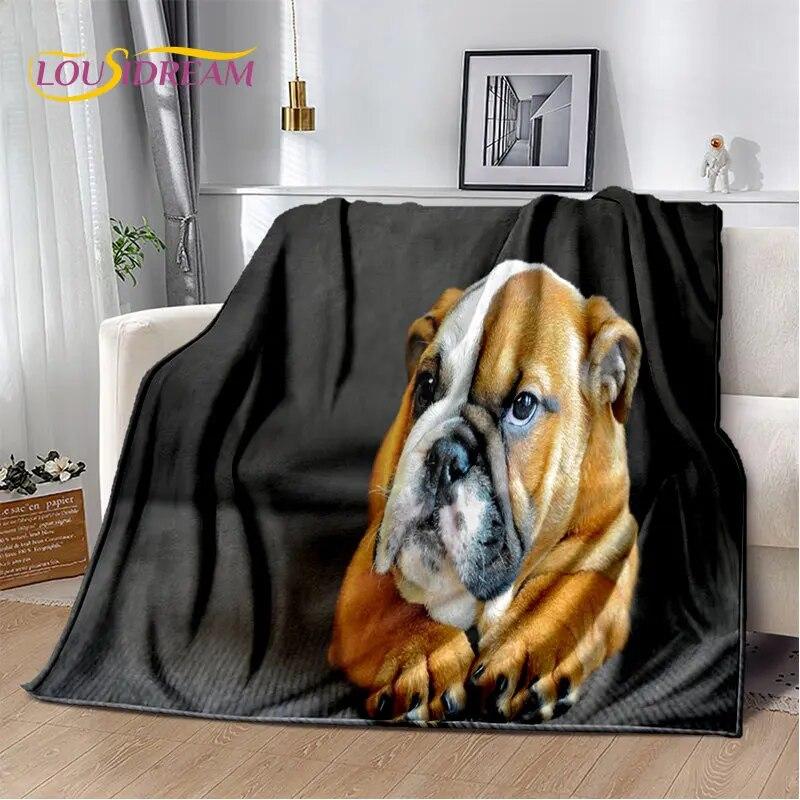 Cartoon French Pit Bull Dog Pet Soft Plush Blanket,Flannel Blanket Throw Blanket for Living Room Bedroom Bed Sofa Picnic Cover