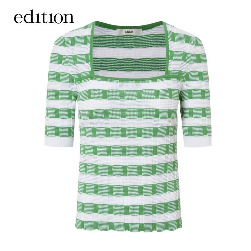 Edition Retro Karomuster Strick Kurzarmtop