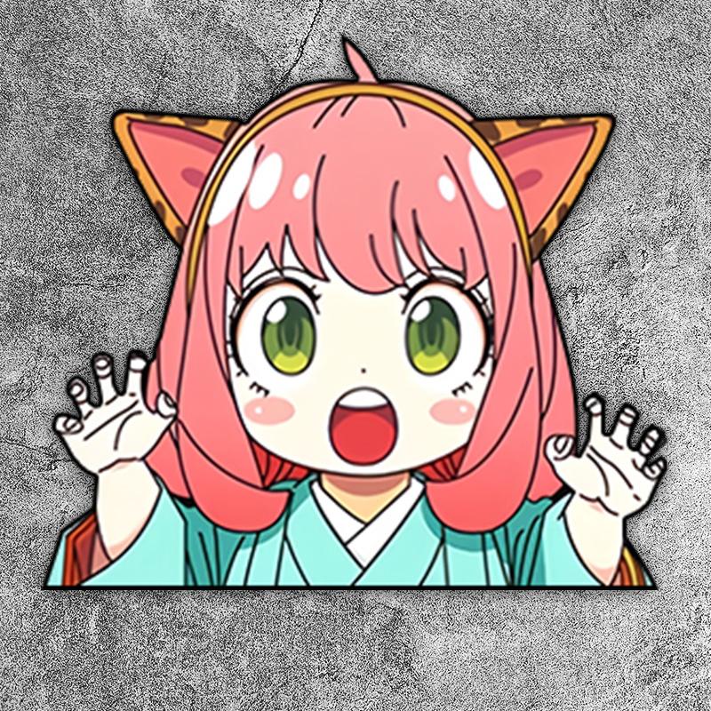 1PC Peeking Anya JDM Anime Car Stickers Waterproof Funny Auto Window Rear windshield Trunk Bumper Sunscreen Vinyl Decals