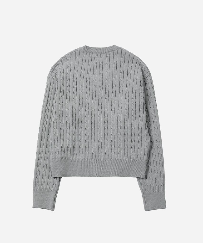 Solteuaenchokollis Sac Logo Cable V-Neck Knit Light Grey 4W2316001