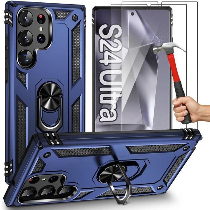 Coque de protection - PROSHOP - pour Samsung Galaxy S24 Ultra - Rigide - Support 360° - 2 Verres Trempés