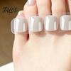 Women Toenail Covers 24Pcs Pearlescent White Press on Toenails, Short Square Stick-on Fake Nails Glossy Toenails for Women, Removable Glue False