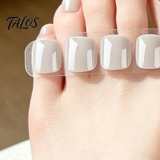 Women Toenail Covers 24Pcs Pearlescent White Press on Toenails, Short Square Stick-on Fake Nails Glossy Toenails for Women, Removable Glue False