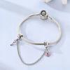 Pink Key Padlock Bracelet Safety Chain S925 Silver