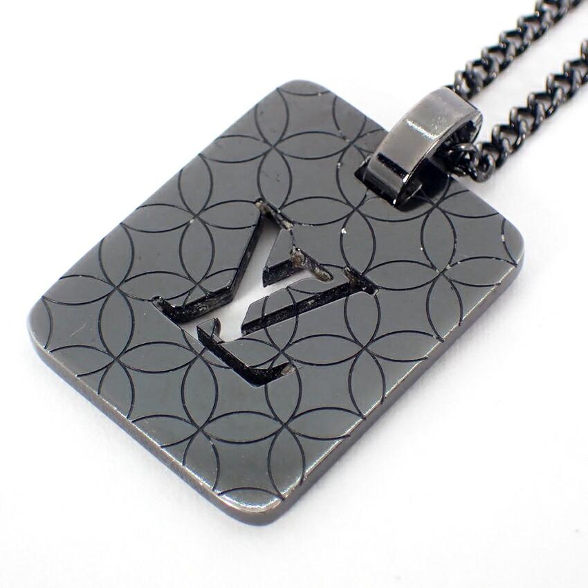 [Used] Louis Vuitton/Louis Vuitton Pendantif Champs Elysees Black LV Logo Necklace/g499-30