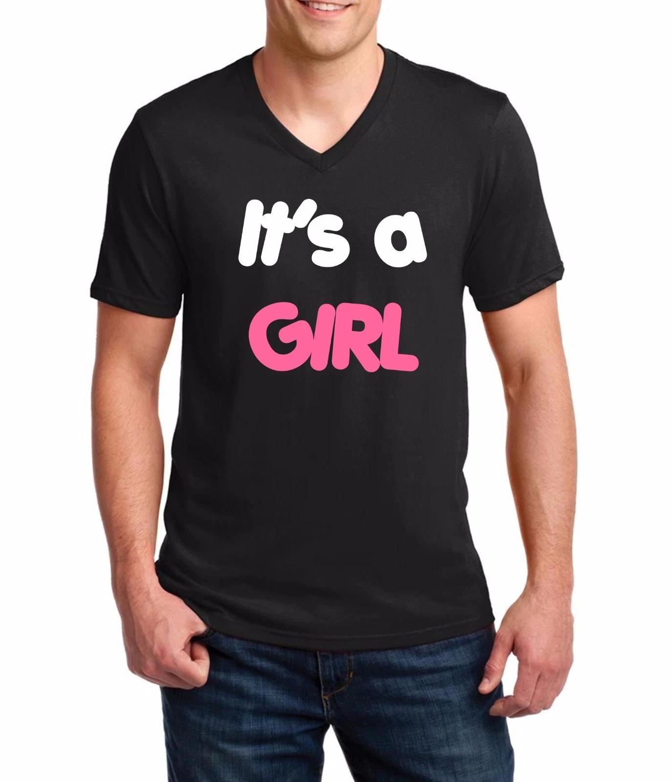 It’s a Girl Shirt V Neck Men Baby Announcement New Dad Tee Gender Reveal Gift L