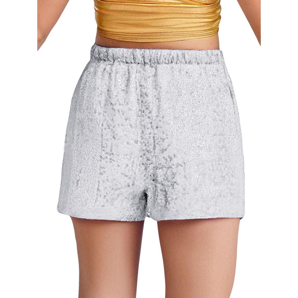 Girls Sequined Dance Shorts Elastic Waist Shiny Sequins Jazz Performance Cheerleading Competition Bottom