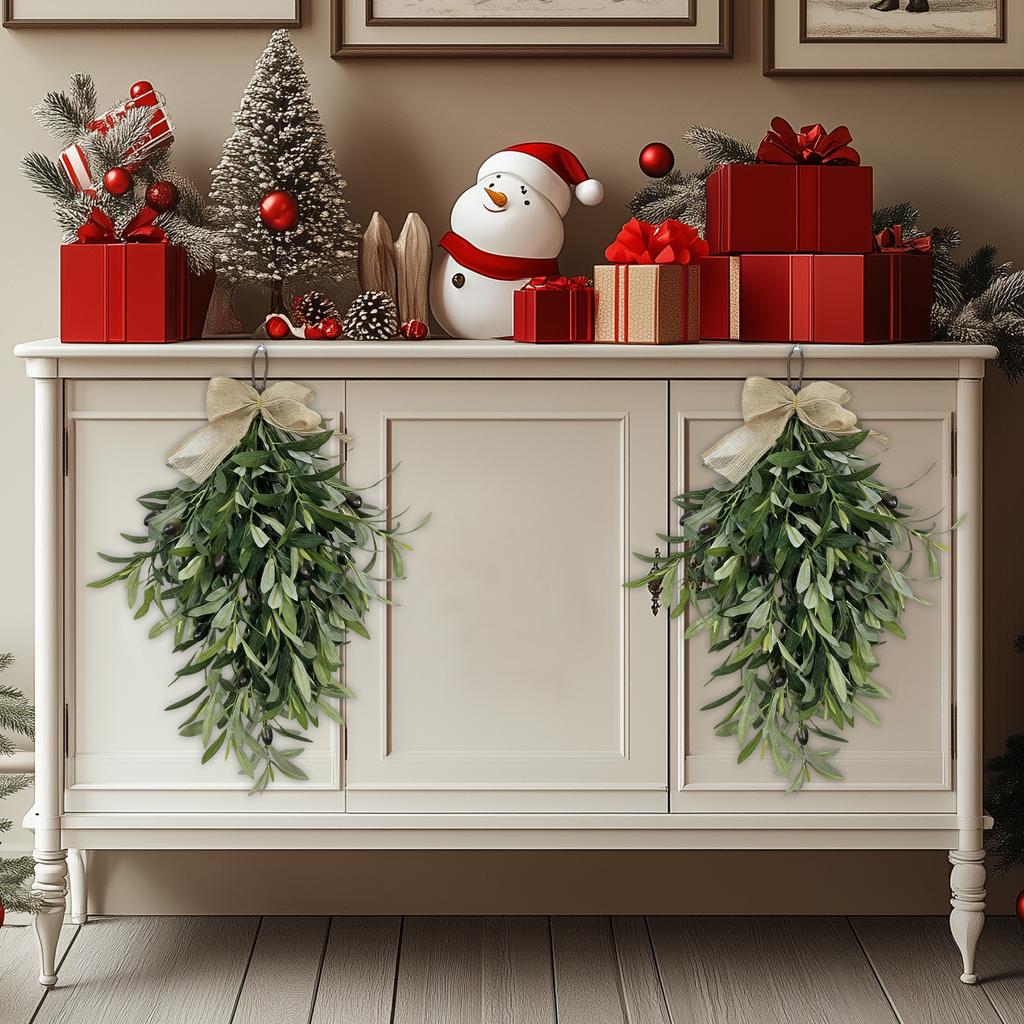 60cm Artificial Olive Garland-faux Olive Wreath With Greenery Leaves For Front Door, Wall Hanging Decor For Farmhouse