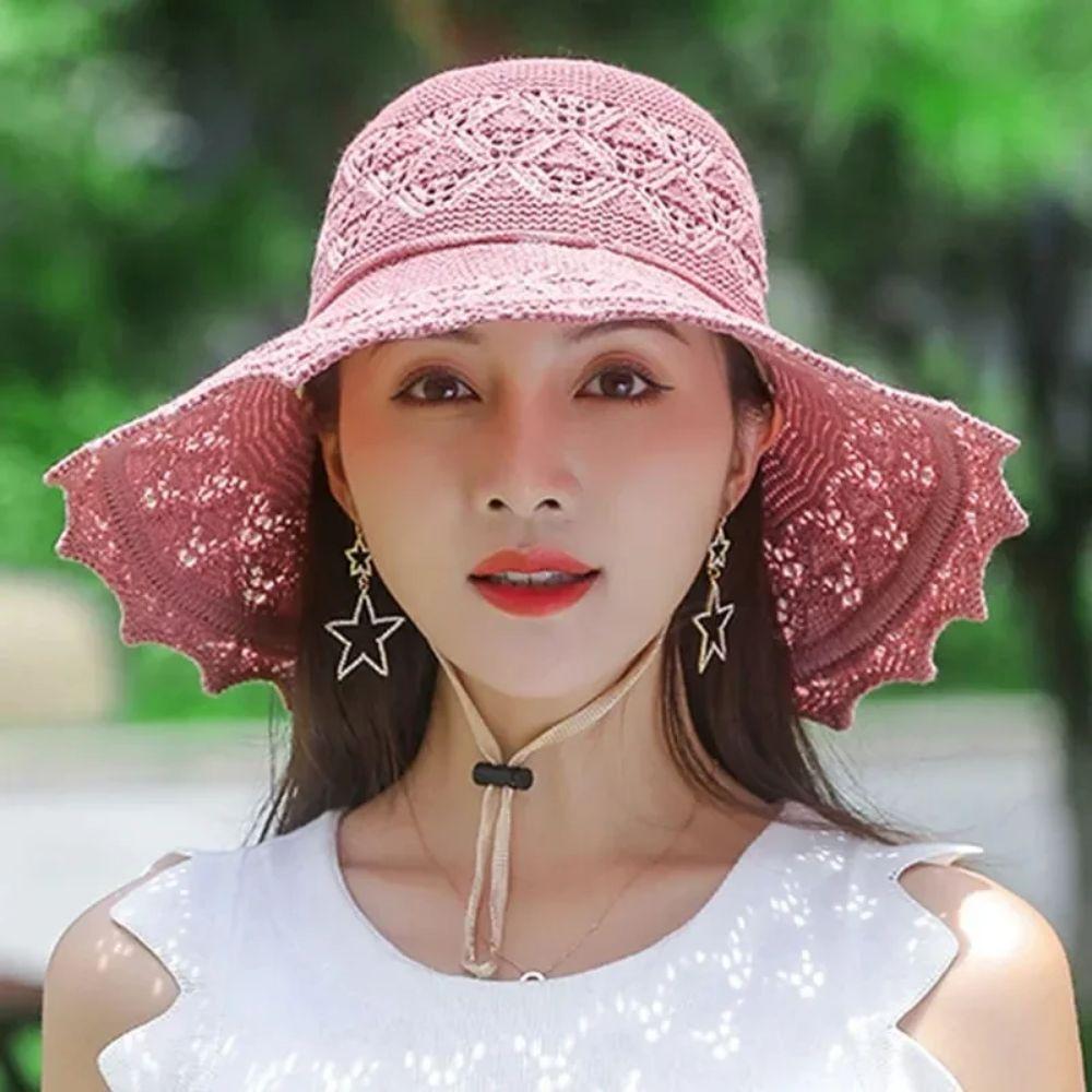 Bowknot Women Sunscreen Hats Breathable Large Brimmed Bucket Hats Elegant Summer Beach Hats  Girls