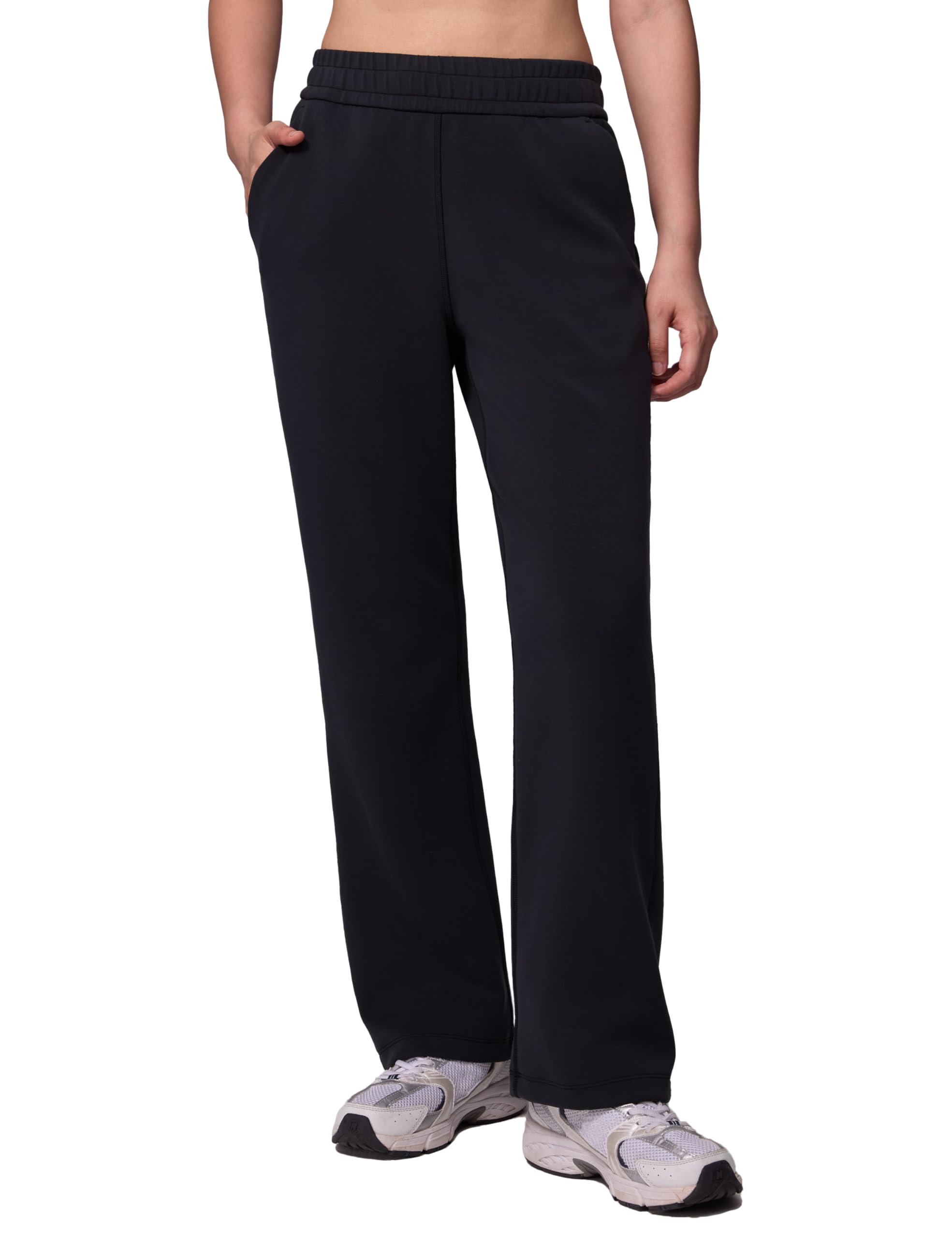 

CRZ YOGA Sweatpants with Pockets and Asian Size M Women s Wide-Length, Loose-Fit High-Waisted Drawstring, Fit, 28 /71cm Inseam, SoftAura, Black,