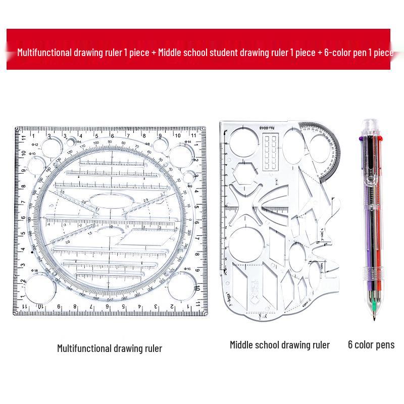 Multifunctional Geometric Drawing and Circle Template Ruler
