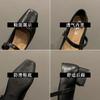 Fashion French Mary Jane's Shoes Women Pumps Spring Autumn Medium Heel Thick Square Toe Loafers Button Shallow Black Brown Women Heels