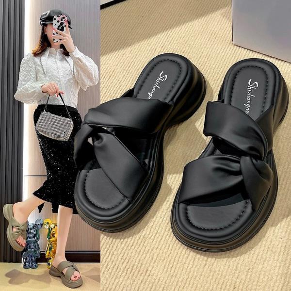Fashion Beach Shoes Ladies' Slippers Luxury Slides Platform Low Slipers Women Rubber Flip Flops Sabot Designer 2025 Hawaiian PU Rome Hoo