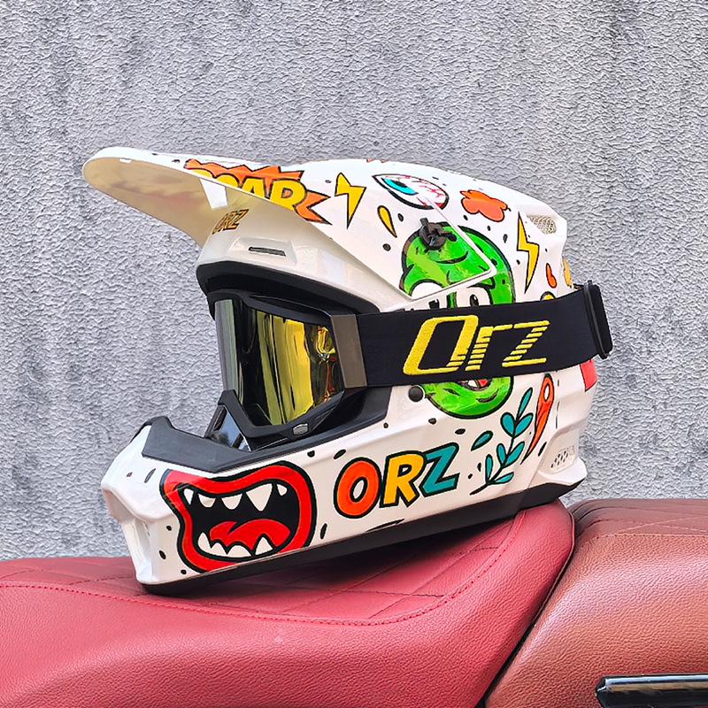 Orz Off-Road Helmets Kids Teens Electric Bike Helmets Men and Women Rally Helmets Mountain Bike Riding Downhill