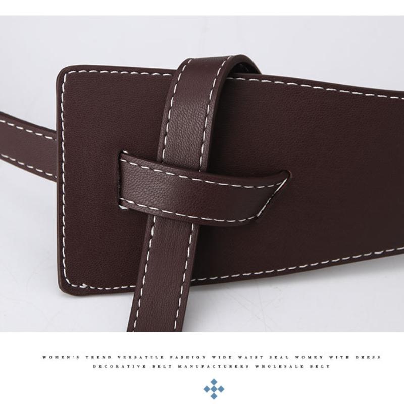 Damen Knotenstil Breiter Bund Schwarz Weiß Kaffee Kamelfarben Kleid Mantel Pullover Dekoration Modischer und Eleganter Gürtel