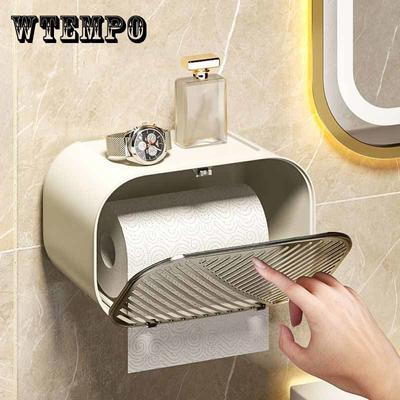 Toiletpapierdoos Geperforeerd Vrij Multifunctionele Opbergruimte Wandmontage Papierlade Badkamerplank Waterdichte Papieren Handdoekhouder
