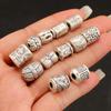 Sterling Silver S999 Ethnic Spacer Beads: Retro Barrel & Ruyi Lock Lucky Beads for DIY Jewelry.