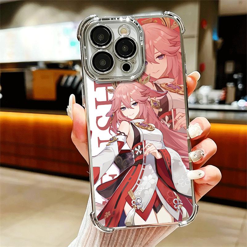 Genshin Impact Anime Beschichtetes Handyhülle Für Iphone 16 17 Pro Max Air 16E 14 15 Plus 12 13 Mini Anti-Fall Airbag Hülle