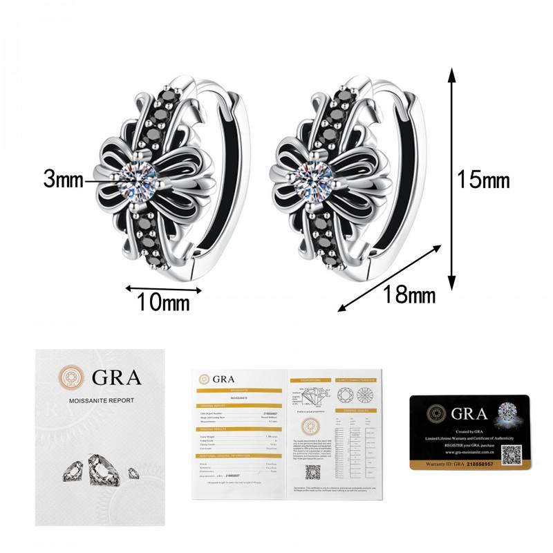 Mens Vintage Hip Hop Earrings With Moissanite Studs Sterling Butterfly Knot U-Shaped Ear Cuff 925 Sterling Silver