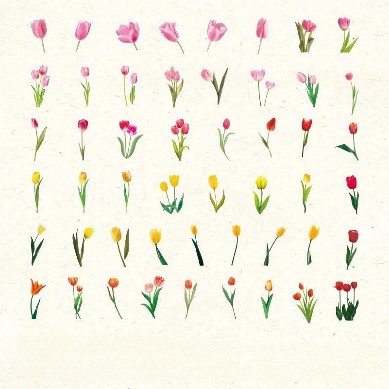 

100 Pcs Diary DIY Flower Shaped Per Pack PET Sticker Pack Fresh Handbook Scrapbooking Stickers Plant Flower Hand Tent Decoration Materials