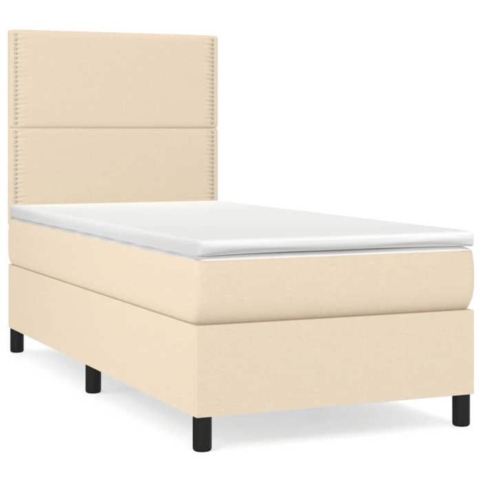 Maison Exclusive - Sommier à lattes de lit et matelas Crème 90x190 cm Tissu