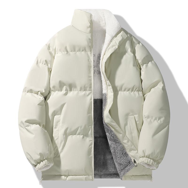 Lambswool Double-sided Wear Cotton-padded Jacket Loose Joker Cotton-padded Jacket Men and Women with The Same Bread and Casual Coat Coat Coat Men.