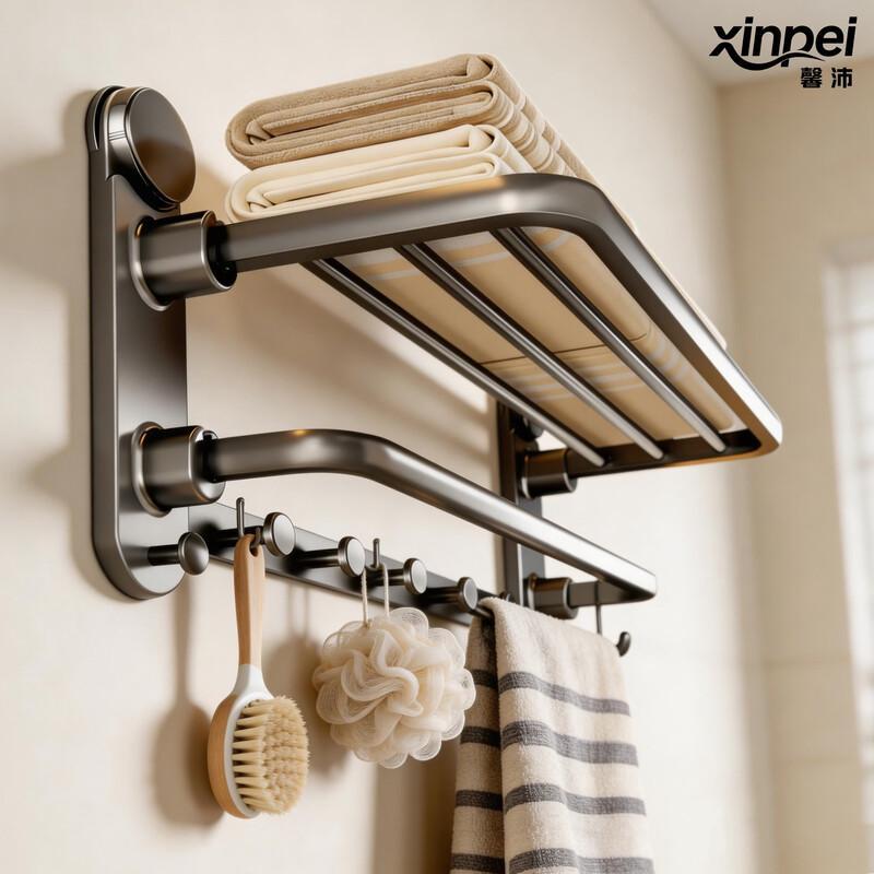 Punch-Free Folding Suction Cup Towel Rack