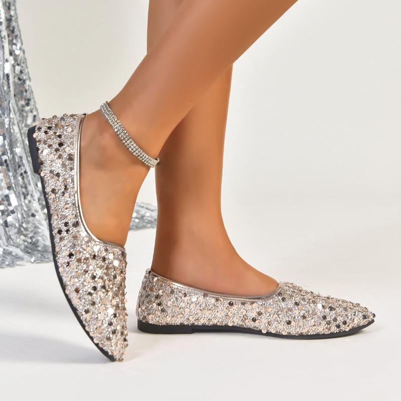 

Модные туфли-балетки больших размеров Модные туфли с острым носком с мелким вырезом Слипоны Нескользящие Износостойкие Мягкая подошва Одинарные туфли 43 шампанского