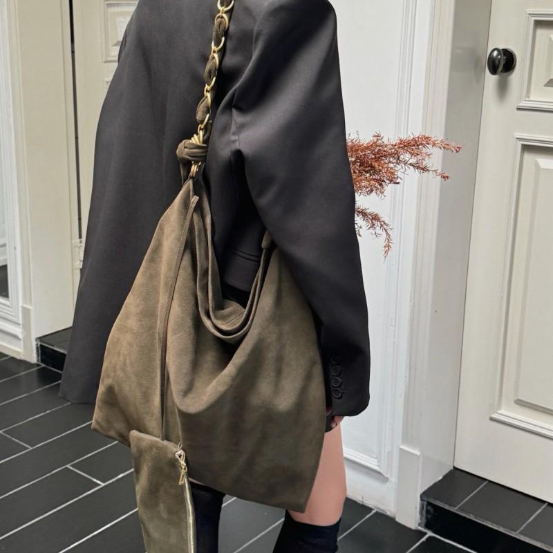 Large Matte Suede Leather Tote Bag Women Daily Commute Oversized Shoulder Soft Structured Vintage Style