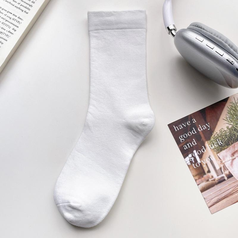 Milky White Mid-calf Socks, Children's Pile-up Socks, Ballet-style, Sweat-absorbing, Polka-dot, Earflap Design, Maternity Socks